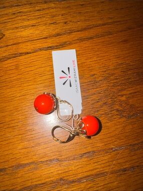 Isaac Mizrahi Bright Orange Leverback Bead Earrings